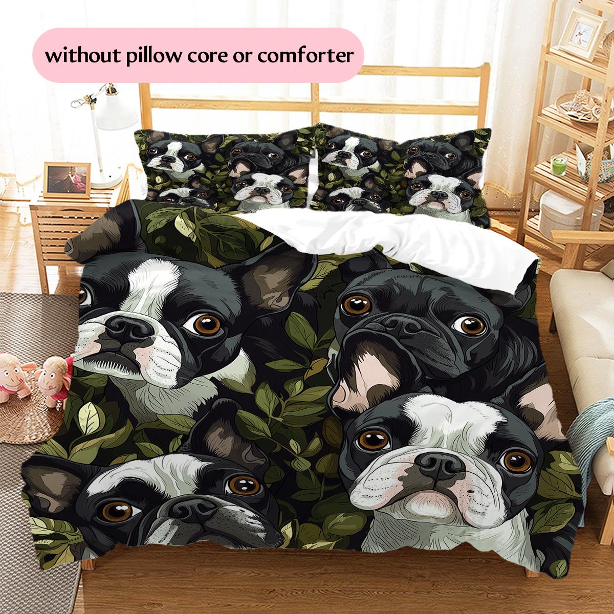 

Boston Terrier and Plants Pattern Bedding Home Decoration Birthday Gift (1 * duvet cover + 2 * pillowcase, without core) 135x200cm