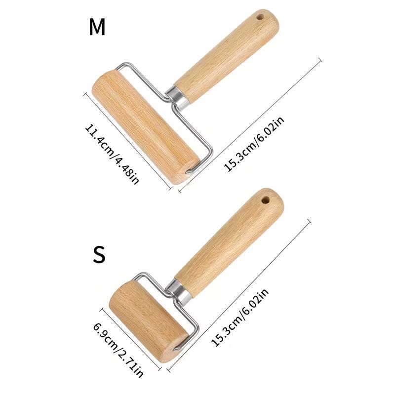 T Shape Wooden Rolling Pin Stainless Steel Dough Roller Dumpling Wrapper Rolling Tool Manual Pastry Roller for Baozi Dumpling Pizza Baking