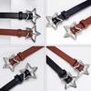 Hollow Star Buckle PU Leather Belt for Children, Thin Star Cutout Hole Waist Strap Decorative Belt for Jeans Dresses
