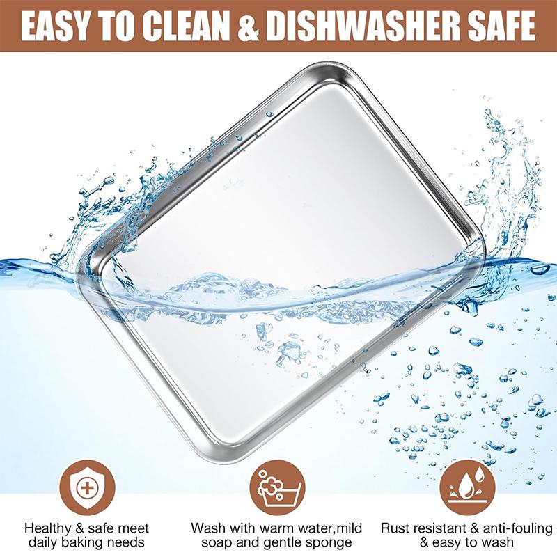 3pcs Baking Sheet Pan Stainless Steel Barbecue Grill Rectangle Trays Non-stick Rust Free Baking Dishes Toaster Oven Bakeware