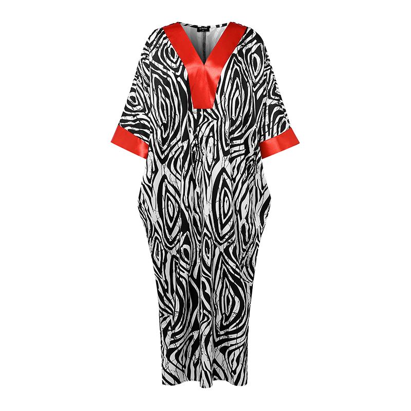 

Женское повседневное длинное платье оверсайз с полосатым принтом, пэчворк, рукав три четверти, свободного кроя L