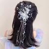 Long Crystal Butterfly Bead Tassel Hair Clips for Women Shiny Luxury Headwear Side Bangs Double Ponytails Photos Accessory Gift