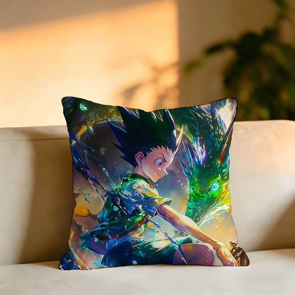Hot Anime HunterHHunter Pillow Case Square DoubleSided Sofa Cushion Cover Bedroom Bedside Pillow