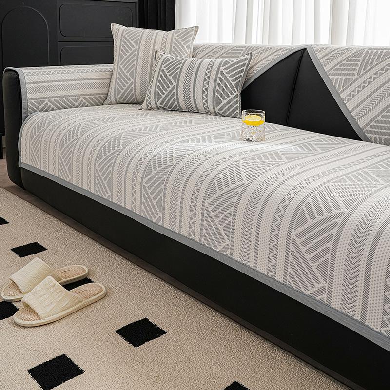 Sofa  New Leather Sofa Backrest Cloth Towel One Piece Combination Sofa Seat Cushion Popular Straight Row Light Luxury