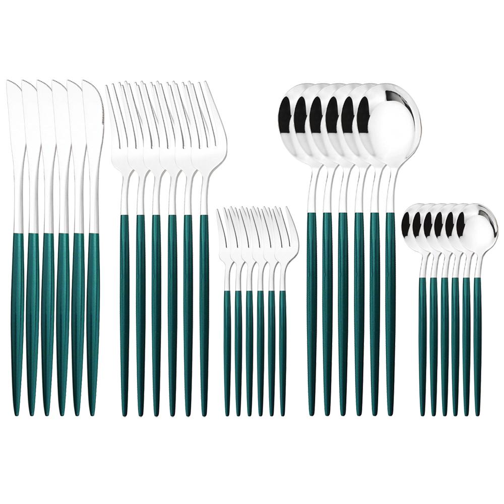 30Pcs Gold Dinnerware Cutlery Set High Quality Stainless Steel Flatware Knife Teaspoon Fork Tableware Western Kitchen Silverware