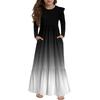 Mädchen Stufenkleid mit Rüschen - Langärmeliges bedrucktes Maxi mit Taschen