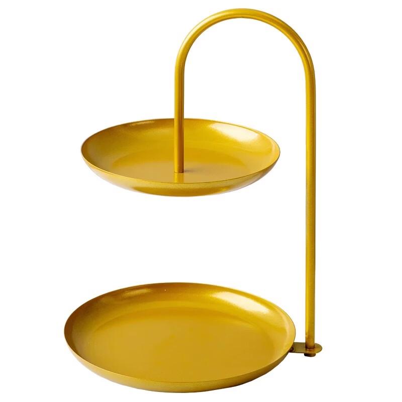 ZISIZ Light Luxury 2-Tier Round Metal Fruit Candy Plate