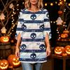 Women's Halloween Print Casual Top, Round Neck, Three-Quarter Sleeve, Loose Fit