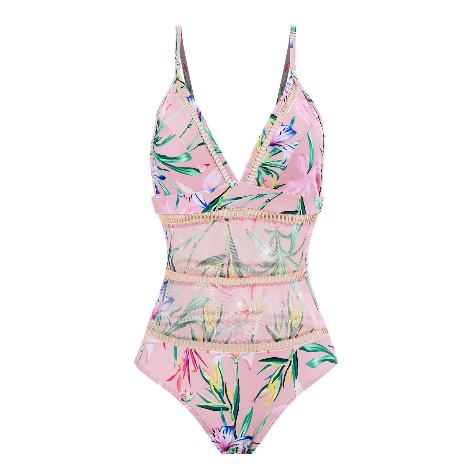 

Женский слитный купальник с открытой спиной и свежим принтом - Европейский и американский стиль, стройнящий и консервативный дизайн L