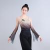 Slim Fit Long Sleeve Gradient Gauze Bodice Women's Ethnic Dance Costume Top for Classical Dance and Intensive Training