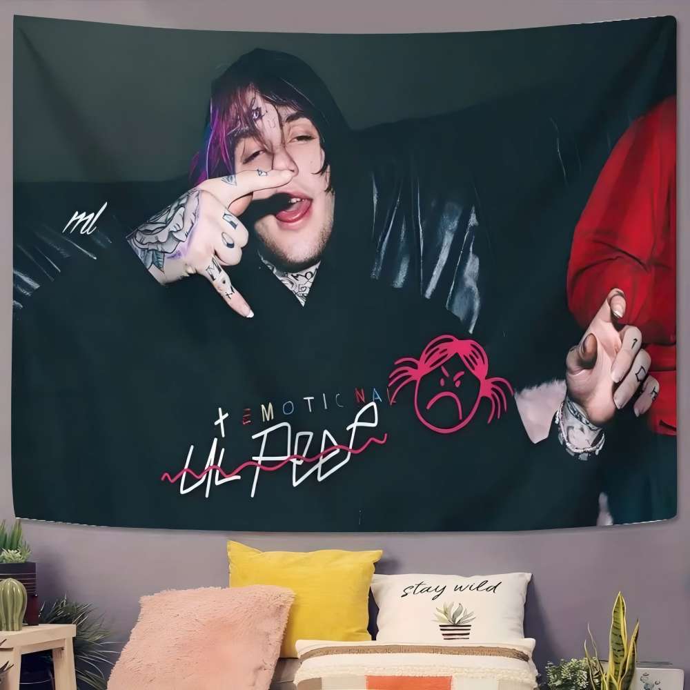 

VIKAMA Постер-гобелен Lil Peep Эмо-рэп Настенное искусство для спальни гостиной Дизайн в готическом музыкальном стиле 74x94cm(29x37in)