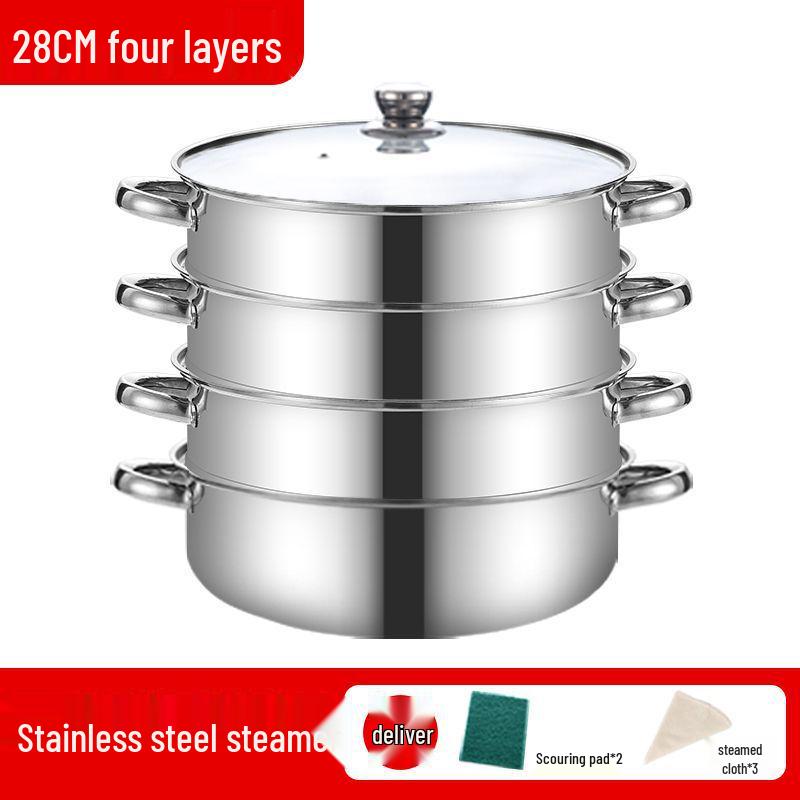 Stainless Steel Multi-Layer Steamer Stockpot for Induction & Gas Stoves