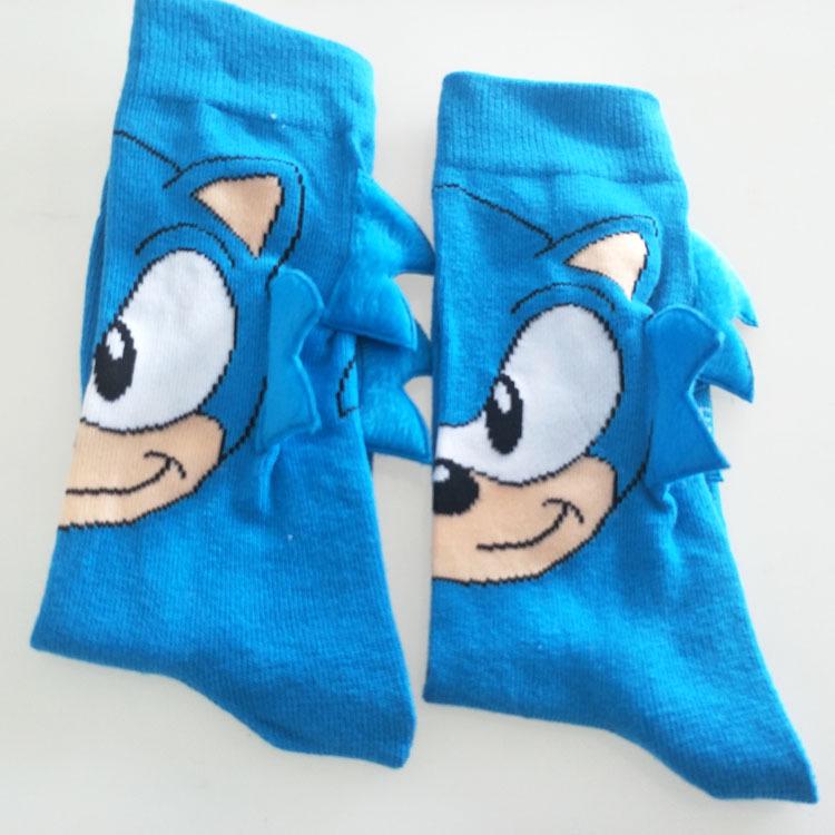 Calzini da uomo a metà polpaccio personalizzati: Corno di Unicorno & Cartoni Animati di Sonic the Hedgehog