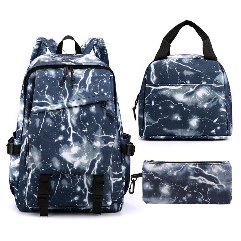 Primary And Secondary School Students Oxford Cloth School Bag Set Backpack + Lunch Bag + Pencil Case