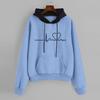 Women Fashion Long Sleeve Electrocardiogram Print Hoodie Pullover Top Sweatshirt