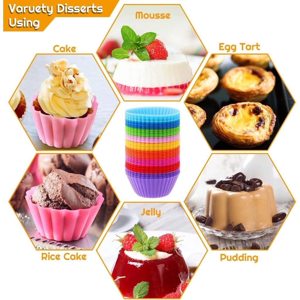 6 Stück Wiederverwendbare Silikon-Cupcake-Form Weihnachtsgeschenk Cupcake-Werkzeug Backform Backen Silikon-Muffin-Form für DIY in zufälliger Farbe