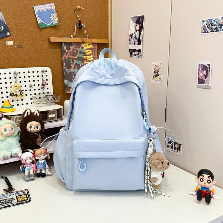 Schoolbagins High value, lightweight embroidery, solid color, large capacity, versatile schoolbag, junior high school student, college student