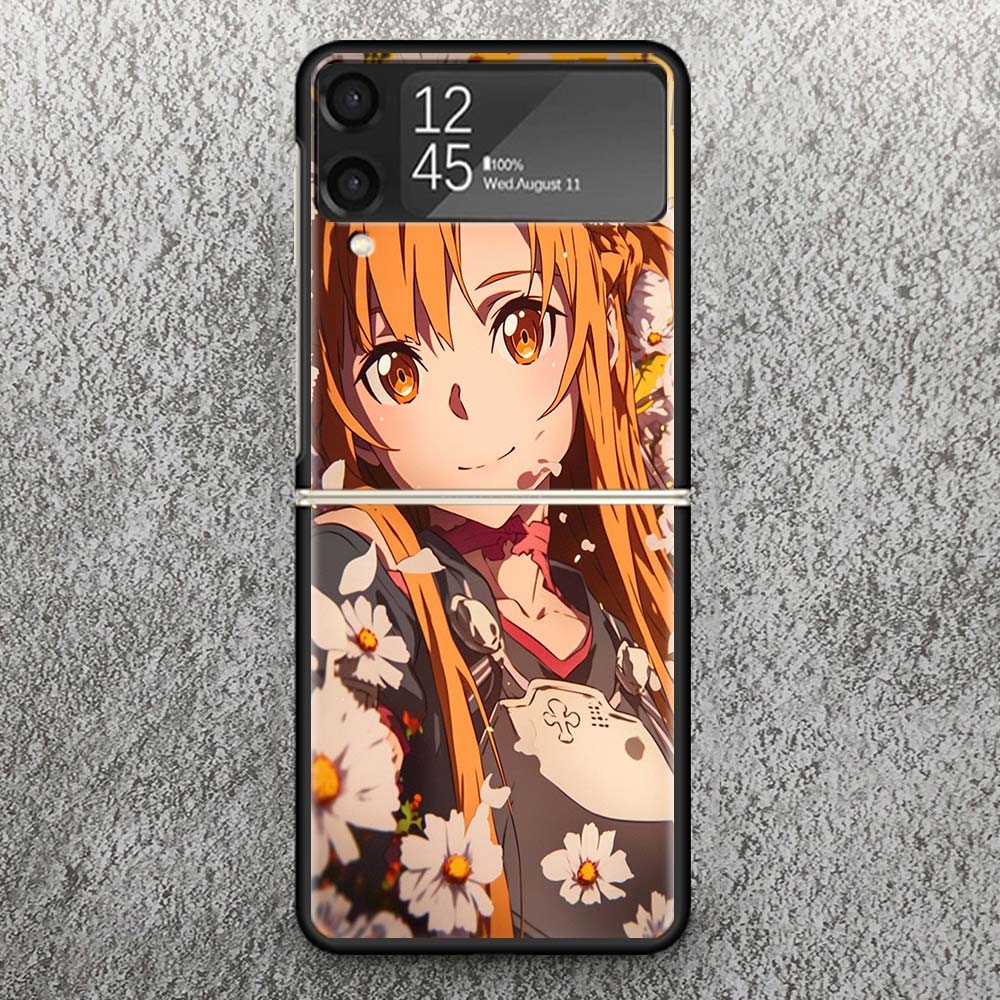 Anime Sword Art Online SAO Print Case For Samsung Galaxy Z Flip 3 4 5 6 7 5G Phone Shell Flip7 Flip6 Flip5 Flip4 Flip3 Pattern C