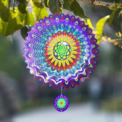 3D Rotating Wind Chime for Outdoor , Metal Garden Spinner Ornament