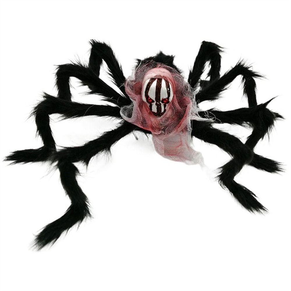 Toy Kids Toy Furry Spider Simulation Spiders Halloween Spider Spider Decoration with Skull Head