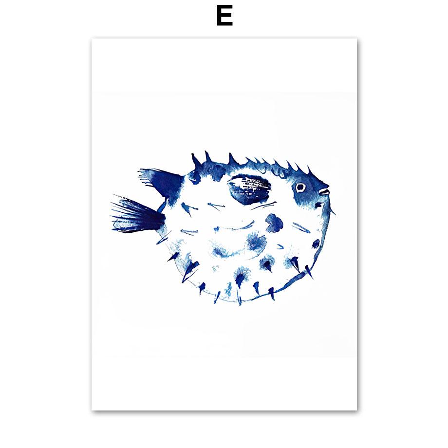 

Океанские животные темно-синий Хэмптонс морская жизнь черепаха детская настенная живопись на холсте плакат на скандинавскую тему настенная картина декор для детской комнаты 30X40 cm No Framed