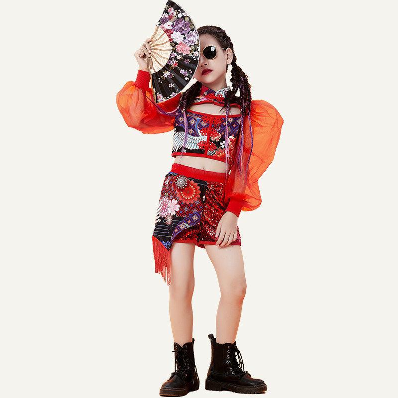 Chinese Style Jazz Dance Costumes for Girls – Trendy Performance Set for Model Runway Shows