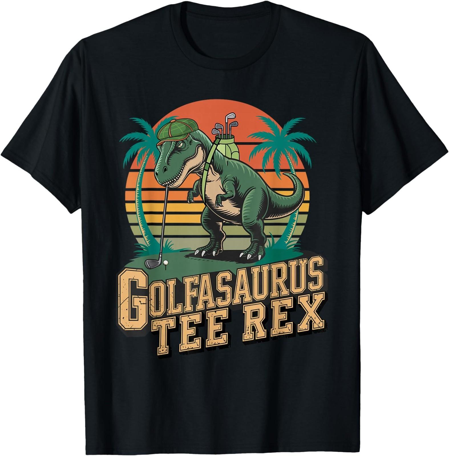 Golfasaurus Tee Rex Vintage Golf Dinosaur Retro Design T-Shirt L
