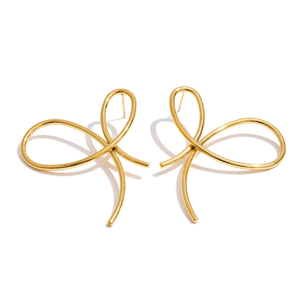 

Yhpup Stainless Steel Bowknot Stud Earrings Fashion Minimalist Jewelry Rust Proof Metal Daily Wear Waterproof for Women Party