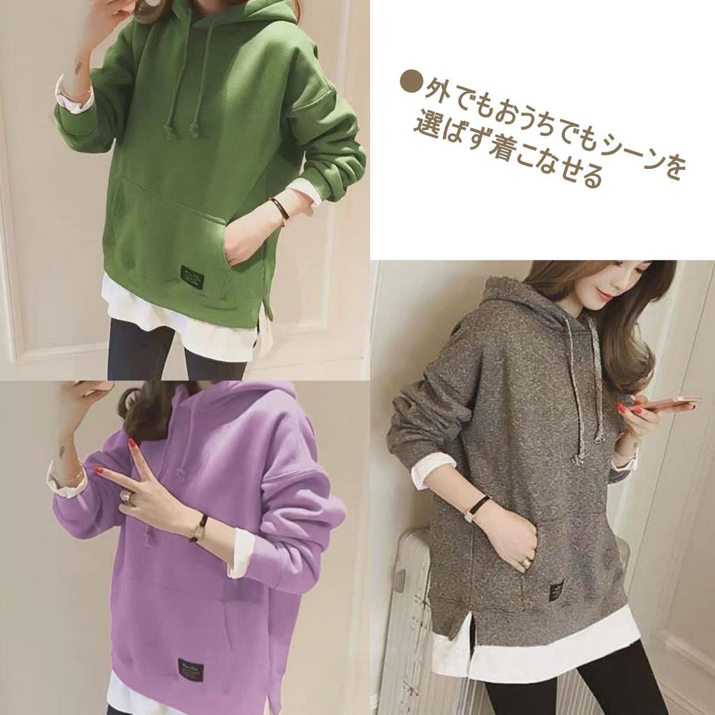 Nibunnoichi Style with Layering Cold Brushed Long [1/2style] Hoodie/Sweatshirt Hood, Boa, Style, Casual, Weather, Lining, Sleeves, Cute, Women's (JP,