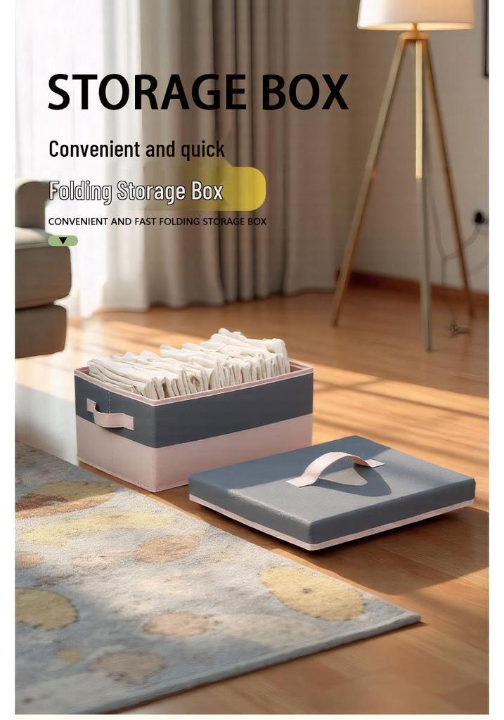 Grande boîte de rangement pliable en tissu Oxford avec couvercle pour vêtements