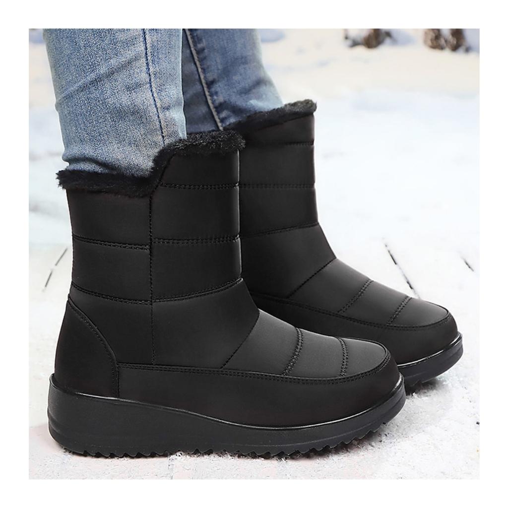Women's Cotton Shoes Winter New Style with Plush and Thick Snow Boots, Waterproof and Anti Slip, One Foot Cotton Boots