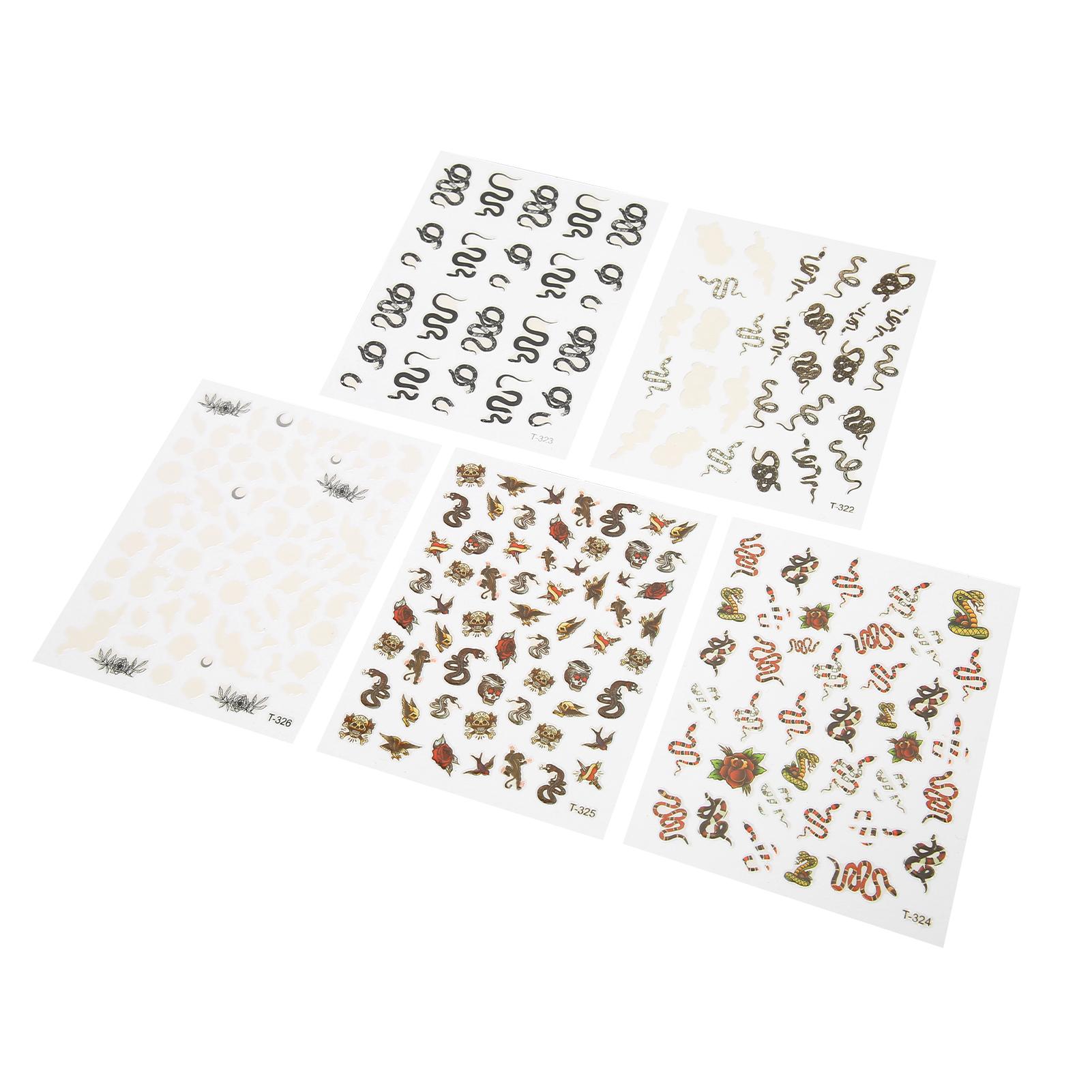

5Pcs Nail Art Stickers Snake Pattern Self Adhesive DIY Decorative Decals Supplies
