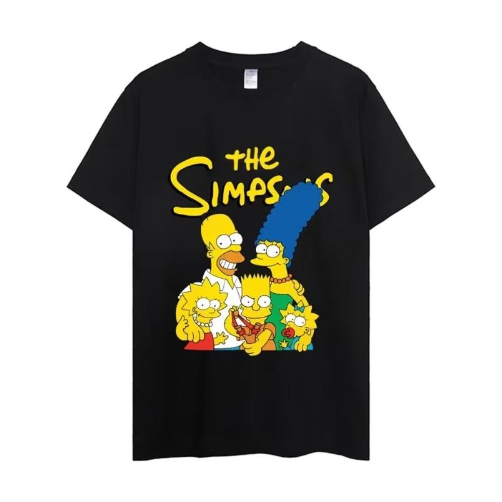 MINISO  The Simpsons T Shirt Men Couple Combination Clothes Short Sleeve Collar Fashion Woman Cotton