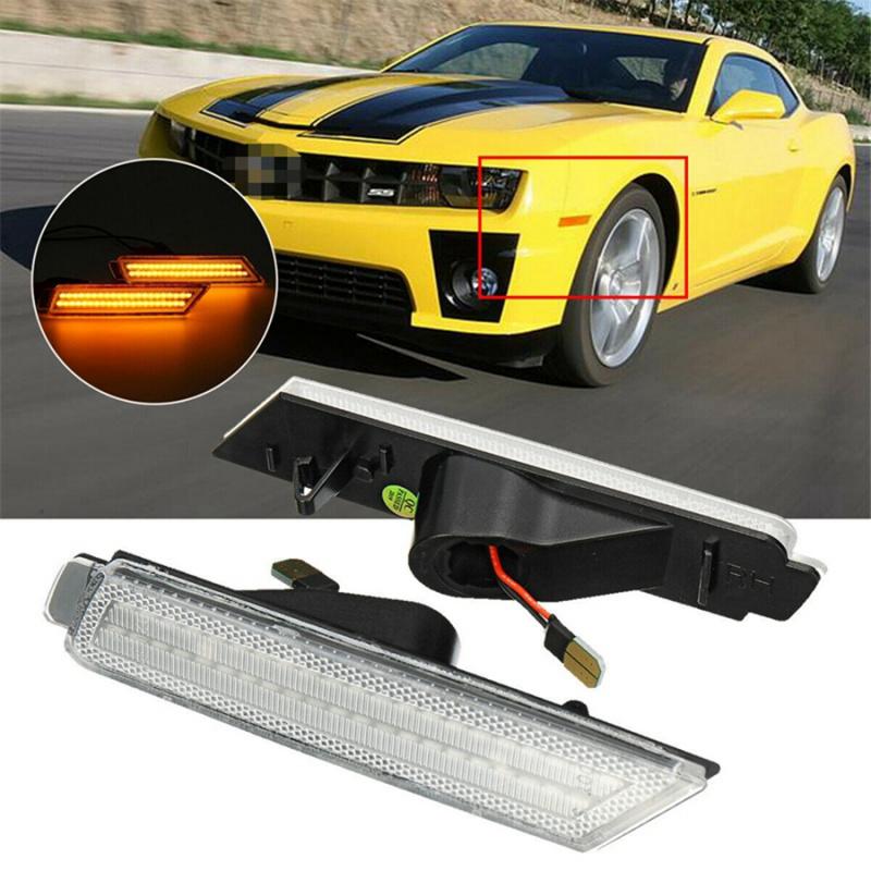 2 Pcs Car Front Signal Light Smoked LED Side Marker For 2010-15 Chevrolet Camaro