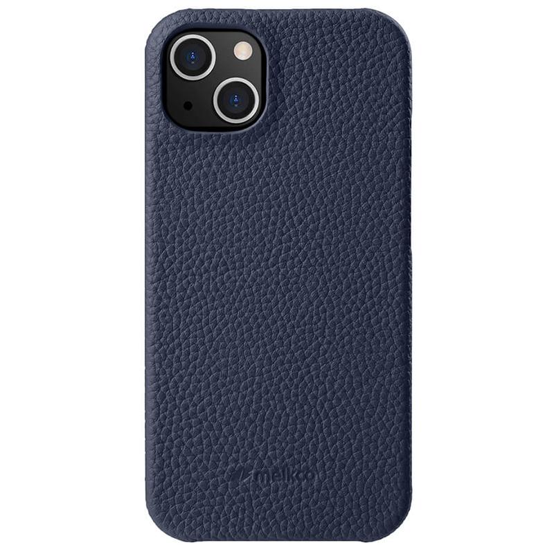 MELKCO For iPhone 13 mini 5.4 inch Protective Case Genuine Cow Leather Coated PC Phone Cover