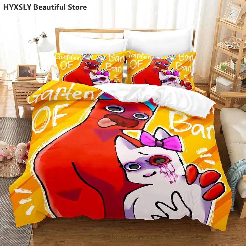 Garten Of Banban 3D Bedding Set Game Quilt Cover Pillowcases Single Queen King For Kids Rainbow Cartoon Duvet Cover Sets
