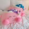 Peluche de Anime Kirby Durmiendo Peluches Rellenos Muñeco Kirby Rellenado Con Gorro de Dormir Estilo Japonés Almohada Regalo Suave Para Niña Rosa