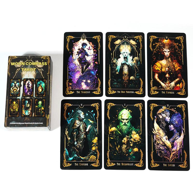 Månekompass Tarot Tarotkortstokk Intelligens Tarotkortstokk 78 Tarotkort Moderne linjer av den tradisjonelle ånd