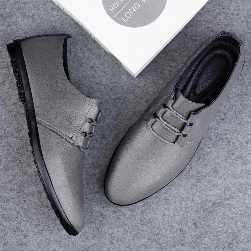 Fashion Spring Autumn Leather Oxford Shoes Business Men Walking Footwear Soft Casual Shoes Handmade Comfy Formal Dress Footwear Sneakers