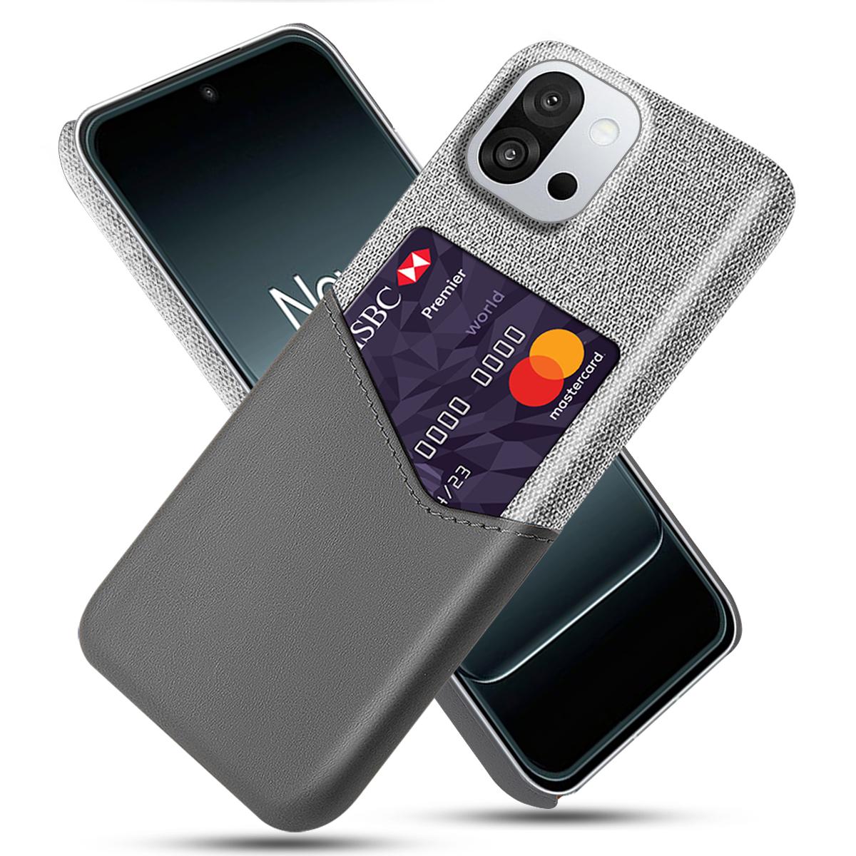 

For OnePlus 13T 5G Case PU Leather Cloth Texture Hard PC Phone Cover with Card Holder D