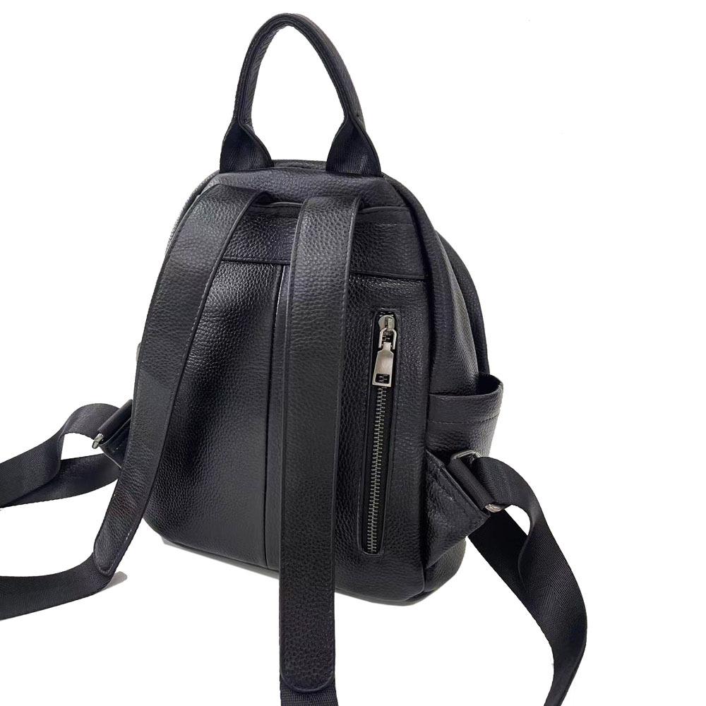 Leather Backpack Black Cowhide Soft Leather Versatile Small Women'S Backpack Travel Bag
