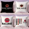 B-Bacardi Logo Cushion Cover Plush Fabric Soft Double-Sided Printed Invisible Zipper Sofa Pillow Case Home Decor