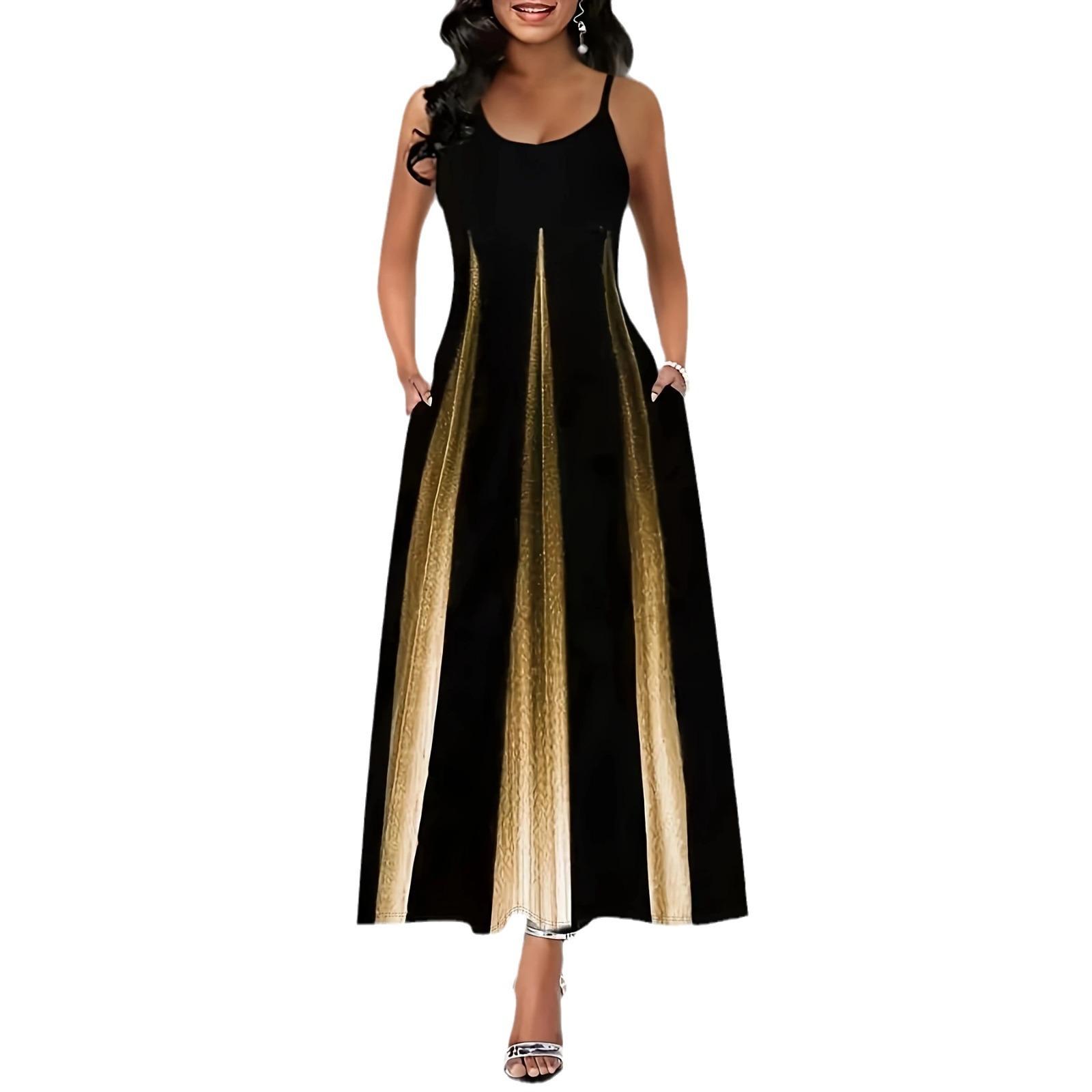 

Новое повседневное длинное платье без рукавов, женские платья с 3D принтом, платья в стиле ретро, ​​платье трапециевидной формы 2XL чёрный