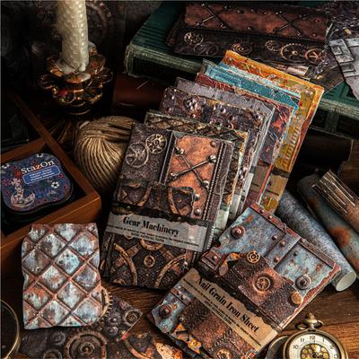 Paper Rust Series Vintage Rust Relief Landscape Material Paper Creative DIY Junk Journal Collage Scrapbooking Stationery