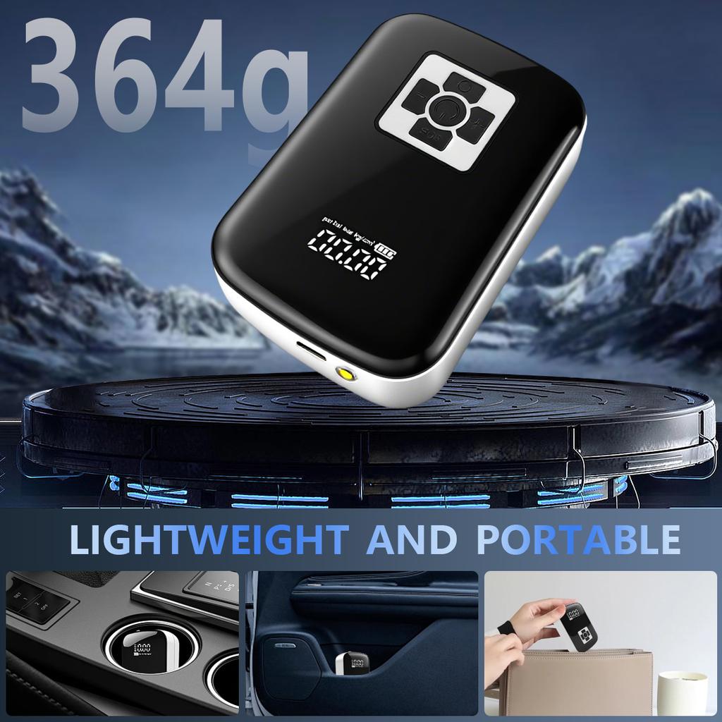 Portable Wireless Digital Air Pump for Car Motorcycle Bike Tire Inflator with Auto Stop Charging Smart Electric Pump White