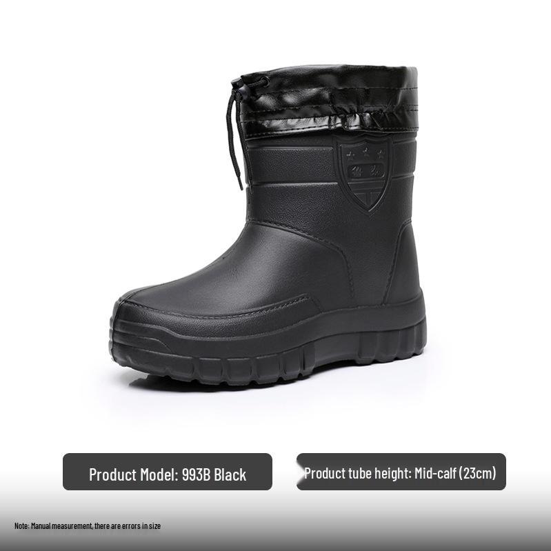 Bottes de Pluie Mi-Mollet Imperméables Doublées Polaire, Chaudes & Épaissies avec Cordon de Serrage pour Protection Hivernale contre la Neige. Convient pour une utilisation en extérieur.