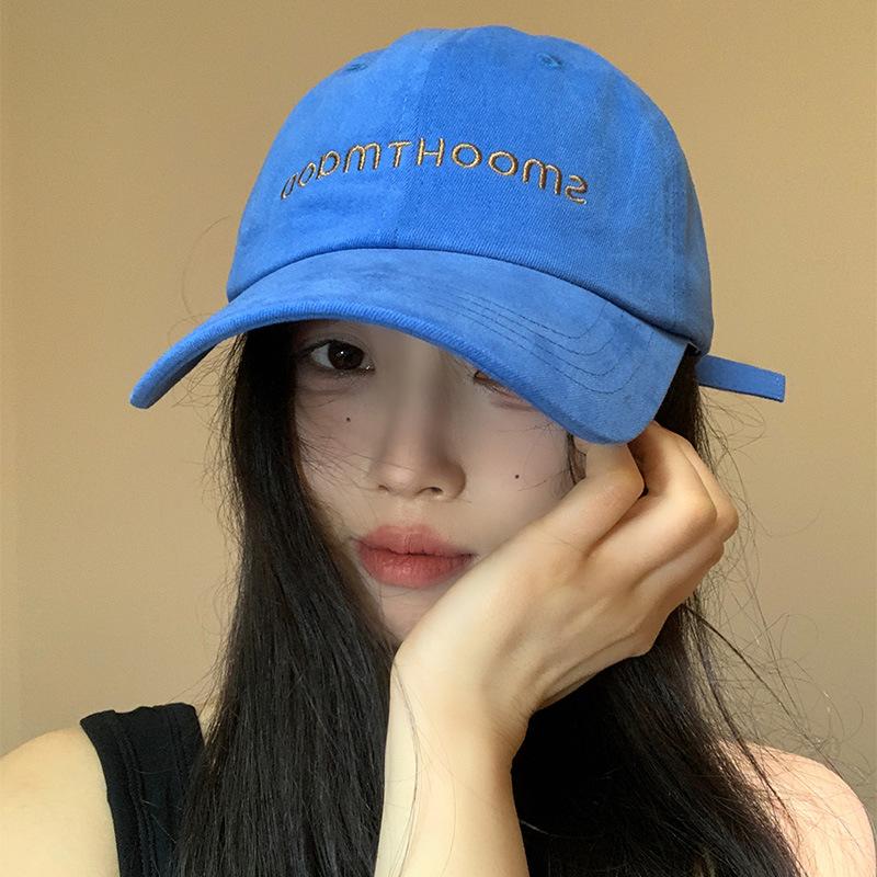 

Korean-style large head circumference baseball cap for women, new versatile design that makes the face appear smaller, blue hat with wide brim and Average Size（55—59cm синий