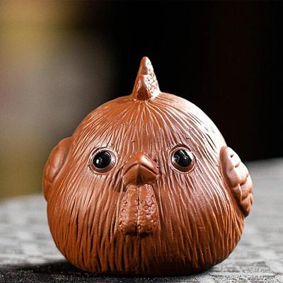 Tea Pet Chicken Toy Eco-friendly Tea Pet Handmade Purple Sand Chicken Tea Pet Ornament for Home Decor Cute Chicken Toy for Set