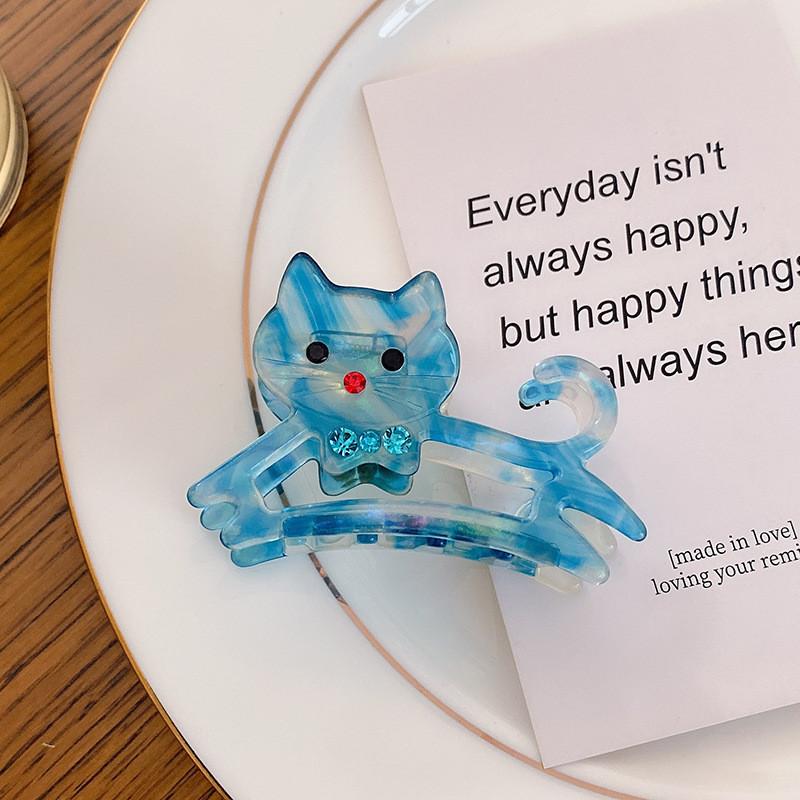 Charmante Haarspange mit Katzenmotiv aus Acetat, modisches Cartoon-Design für Damen