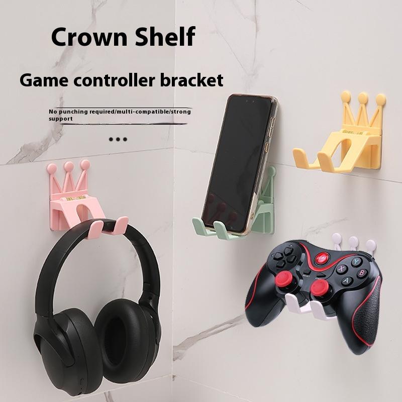 Crown Mobile Phone Holder Ornaments Punch-Free Bathroom Storage Rack Gaming Headset Game Controller Rack
